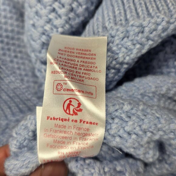 Saint James Sweater Womens 8 Blue Alpaca Wool Blend Nautical Textured Rollneck - Picture 7 of 11